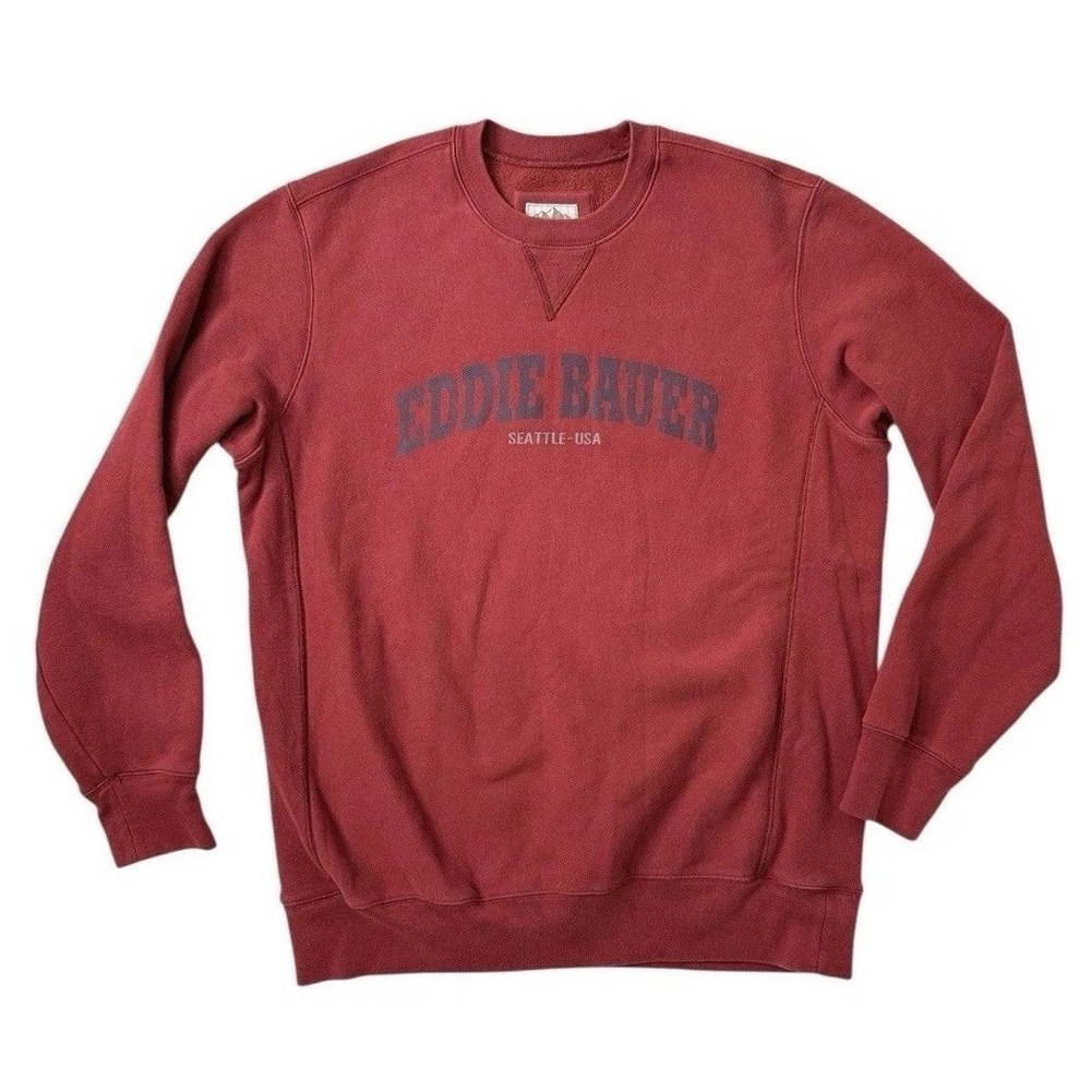 Eddie Bauer Heavyweight Crewneck V-Notch Seattle Sweatshirt Mens XL Tall Maroon